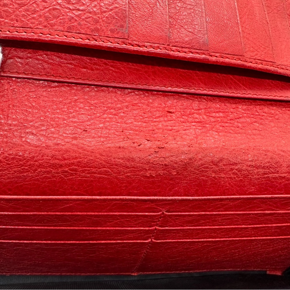 Balenciaga | Red Agneau Classic Hardware Money Long Continental Wallet - Picture 5 of 13